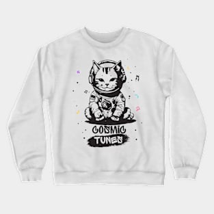 Astronaut Cat Listening To The Music Crewneck Sweatshirt